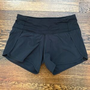 Lululemon Black Run Times Athletic Shorts 4” Inseam Wide Waistband | Size 2